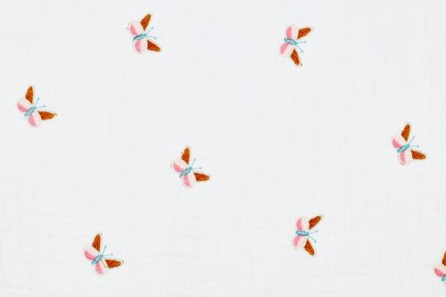 Baby Cotton 04208-010 Double Gauze Embroidery Farfalla