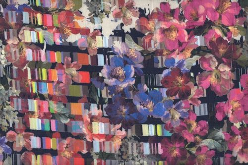 Panel de crep de poliéster floral multico