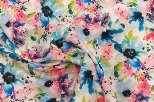 Tropical Multico Floral Polyester Stretch Satin