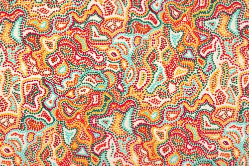 Stamped cretonne aborigene orange
