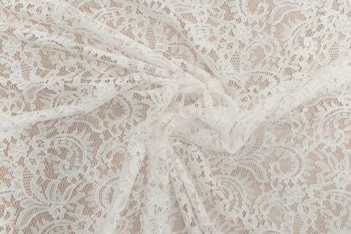 White pasflower lace fabric