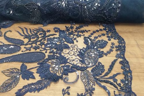 Embroidered tulle Cachemir Navy