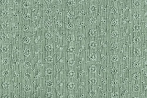 Muselina de algodón bordada Suzy Vert de Gris
