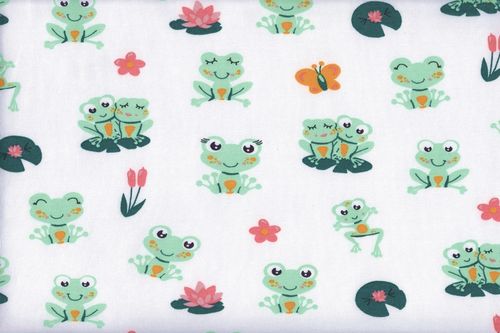 Jersey print GOTS 09879-002 Frogs White