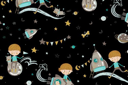 Cotton V GOTS 09514-008 PRINCE IN SPACE BLACK